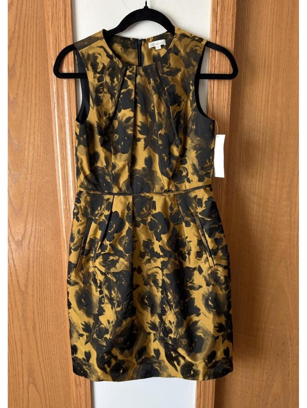 Shoshanna Emelia Black Gold Rose Sheath Dress Sz 2 NWT